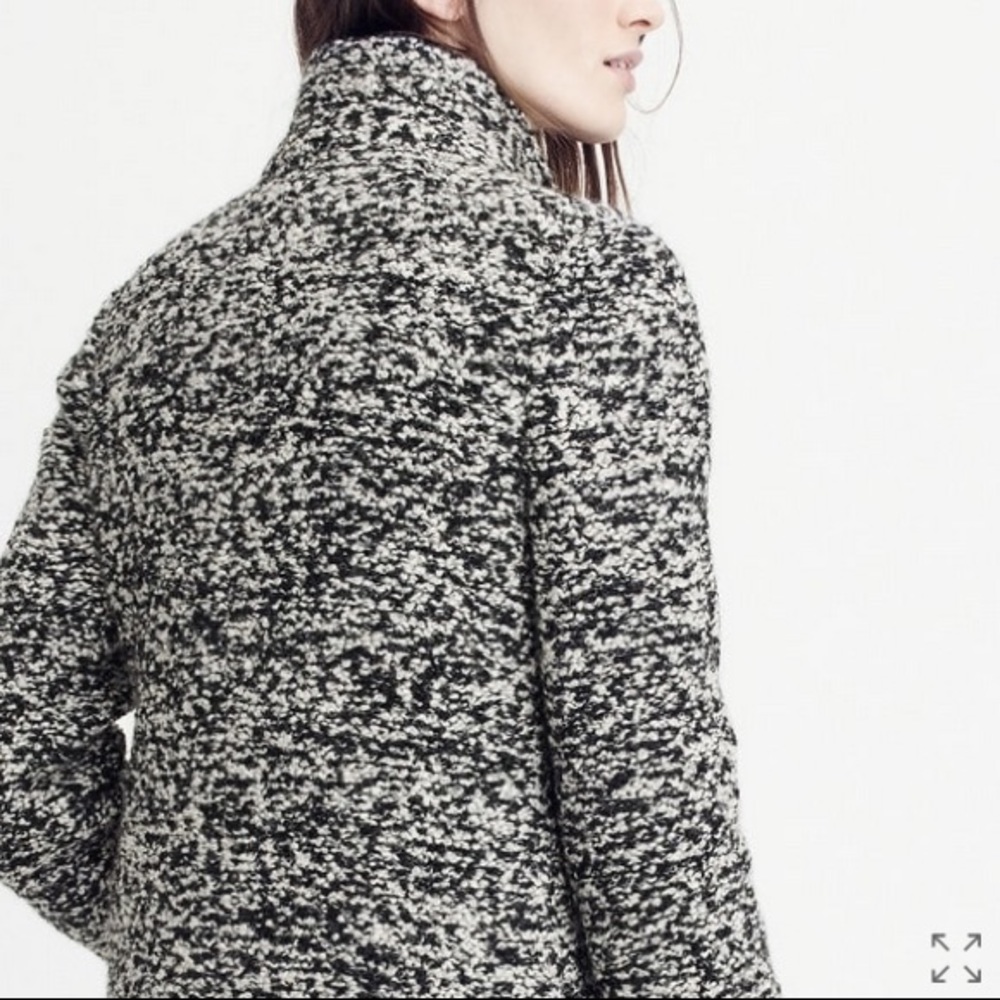 J.Crew LODGE COAT SPECKLED BOUCLE Sz 2 Ivory Black - Picture 3 of 6